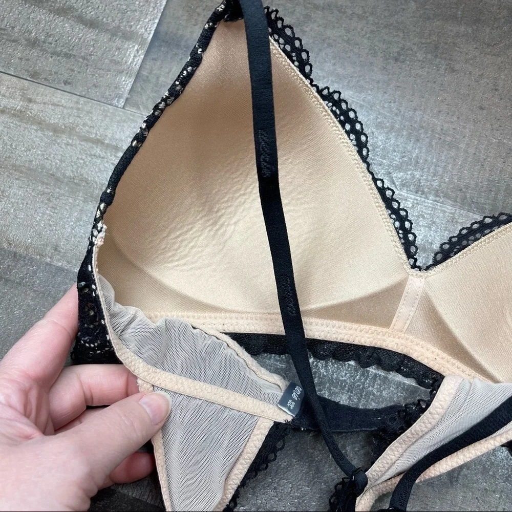 Aerie Black Lace Overlay Racerback Bra 32C